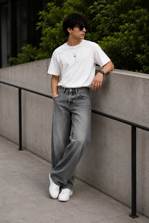 Men’s Baggy Fit Grey Jeans