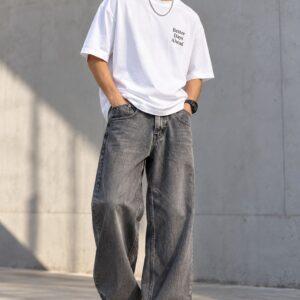 Men’s Urban Wash Grey Baggy Fit Jeans